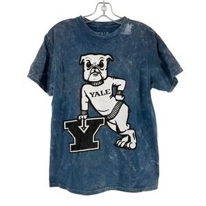 Yale University T Shirt Retro Bulldog Blue Short Sleeve Tie Dye Womens Size M
